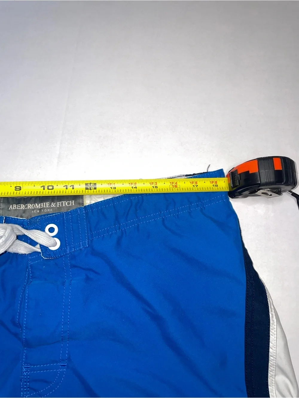 Abercrombie & Fitch Blue Navy White Moose Swim Trunks Shorts Size 36